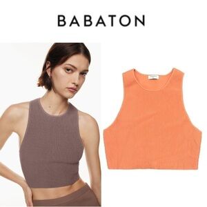 Babaton Sculpt Knit Racer Cropped Tank  in coral - size 2XL